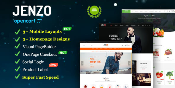 Jenzo - Drag & Drop Multipurpose OpenCart Theme with Mobile-Specific Layouts