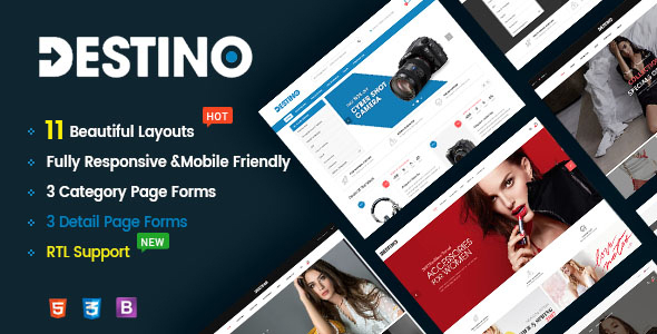 Product preview supplied for Destino - Responsive & Multi-Purpose HTML5 Template