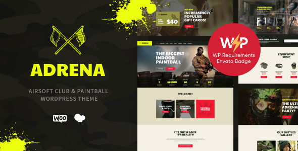 Preview image for Adrena | Strikeball Club & Paintball Shooting WordPress Theme