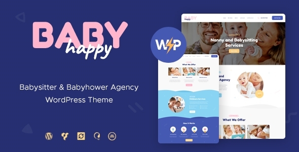 Happy Baby | Nanny & Babysitting Services Children WordPress Theme listing image