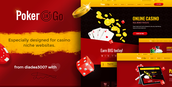 Poker Go - Casino & Gambling Online PSD Template product preview