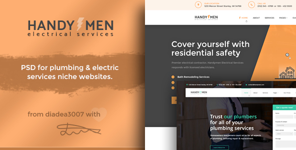 HandyMen - Plumbing & Electrical Services PSD Template