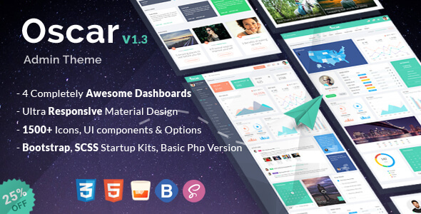 Product preview supplied for Oscar - HTML Bootstrap 4 Admin Template