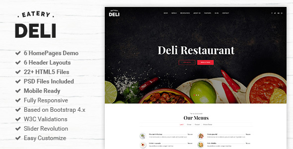 Deli | Restaurant HTML5 Template listing image