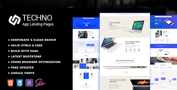 Techno - One Page HTML Template product preview