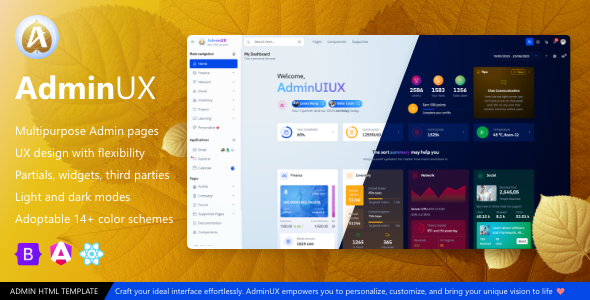 AdminUX  | AI Admin UI UX Multipurpose Dashboard Bootstrap 5 template and Angular 21 React Starter