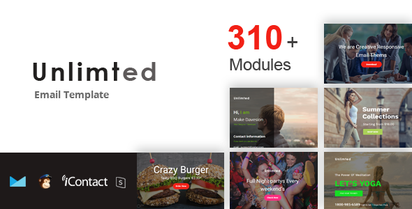 Unlimted Mail 300+ Modules - Responsive E-mail Template + Online Access