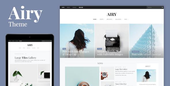 Product preview supplied for Airy - Flexible Blog & Magazine WordPress Theme