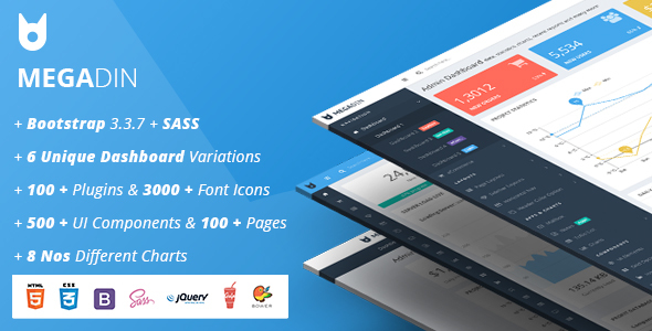MegaDin - Responsive Admin Dashboard HTML Template listing image