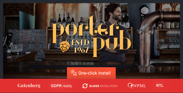 Porter Pub - Bar & Restaurant WordPress Theme listing image