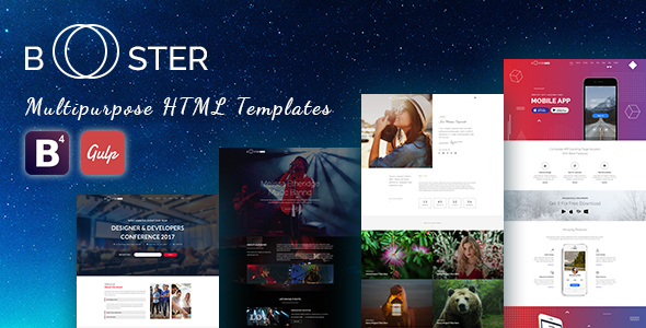 Booster - Business and multipurpose (Bootstrap 4 and Gulp)  HTML Template product preview
