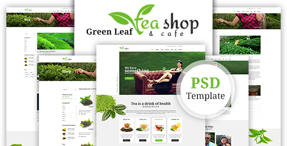 Green Leaf Tea Shop PSD Template listing image