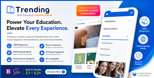 Product preview supplied for Trending - High Quality Responsive Moodle Theme