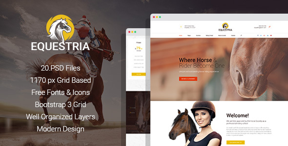 Equestria - Horse Club PSD Template product preview