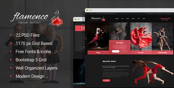 Flamenco - Dance School PSD Template