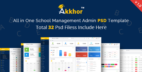 Admin - Akkhor School Management System PSD product preview