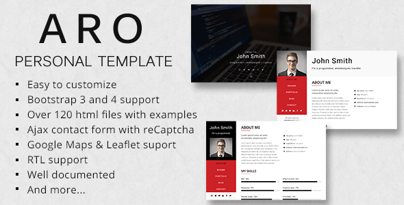 ARO - Responsive Personal Portfolio Template product preview