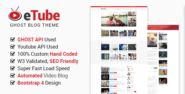Etube - Video Blog, Magazine, & Entertainment Ghost Blog Theme