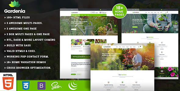 Product preview supplied for Gardenia - Gardening HTML Template