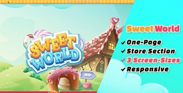 Sweet World: The Ultimate One-Page Premium Casual Gaming PSD Template