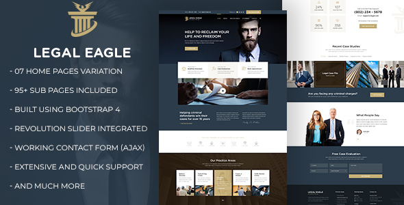 Product preview supplied for Legal Eagle – Attorney & Law Firm HTML5 Template