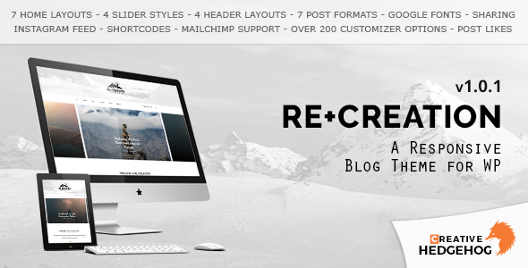 ReCreation - a Responsive Blog Theme for WordPress product preview
