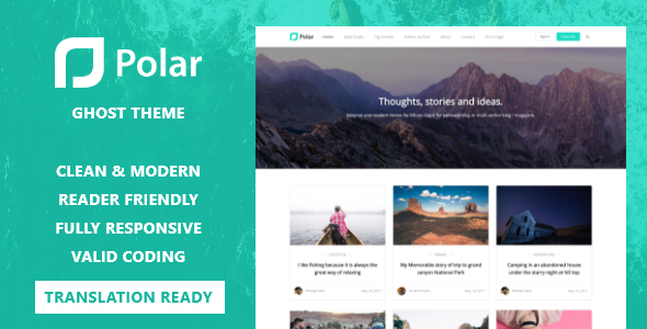 Product preview supplied for Polar - Minimal Blog and Magazine Ghost Theme