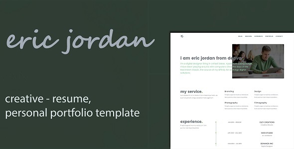 Product preview supplied for Eric - Creative Personal Portfolio /CV / Resume Template