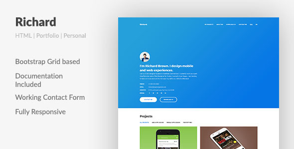 Richard — UX Designer ResumePortfolio HTML Template