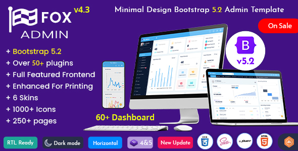 Fox - Multipurpose Bootstrap 5 Admin Dashboard Template UI Framework listing image