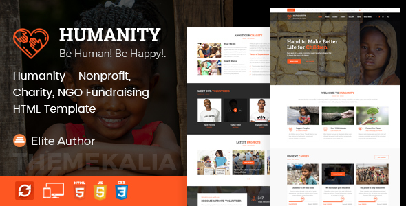 Humanity - Nonprofit, Charity, NGO Fundraising HTML Template product preview