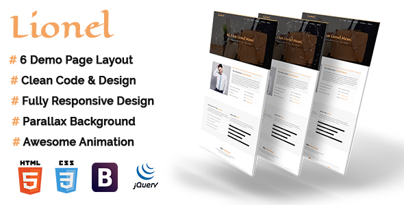 Lionel - Personal Portfolio HTML5 Template product preview
