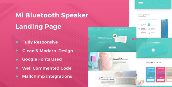 Product preview supplied for mi Product Landing HTML Template