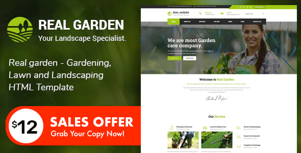 Real Garden - Gardening & Landscaping HTML Template product preview