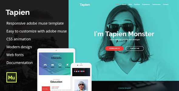 Tapien - CV Resume Personal and Portfolio Muse Template