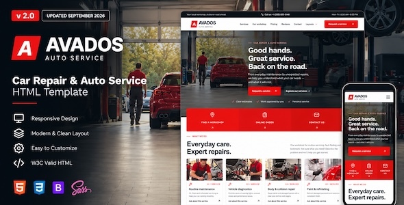 Avados - Car Repair HTML template product preview