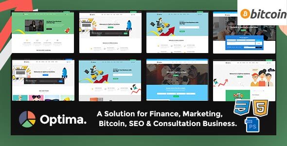 Product preview supplied for Optima - SEO, Marketing, Bitcoin, Agency Multiple HTML5 Template