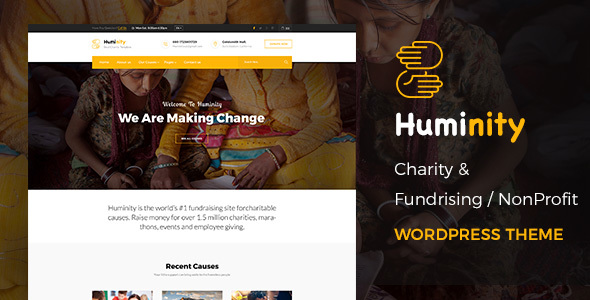 Product preview supplied for Huminity- Charity/Fundraising WordPress Theme