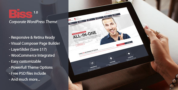 Product preview supplied for Biss - Corporate Multipurpose WordPress Theme
