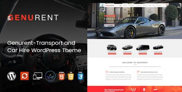 Product preview supplied for Genurent - Transport and Car Hire WordPress Theme