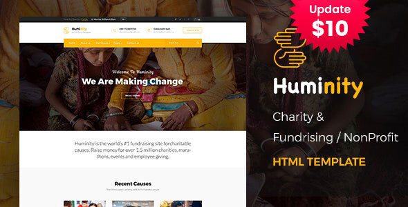 Preview image for Huminity - Responsive HTML Template for Charity & Fund Raising