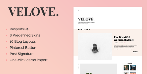 Velove - A Responsive Feminine WordPress Blog Theme product preview