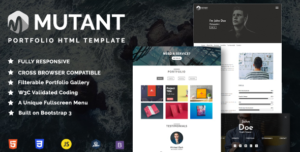 Mutant - Personal Portfolio HTML Template listing image