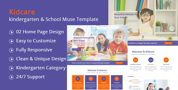Preview image for Kidcare-kindergarten & School Muse Template