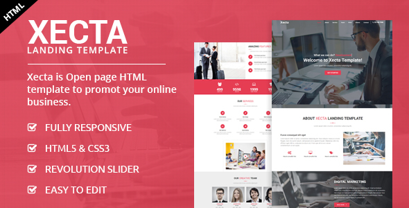 Preview image for Xecta - One Page Landing HTML Template