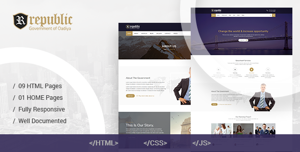 Republic - Government Website Template using Bootstrap