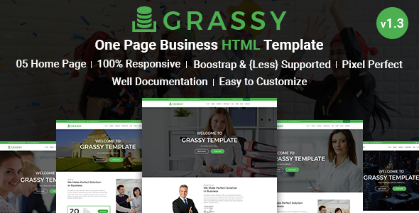 Grassy - Business, Corporate and  Finance One Page HTML5 Template listing image