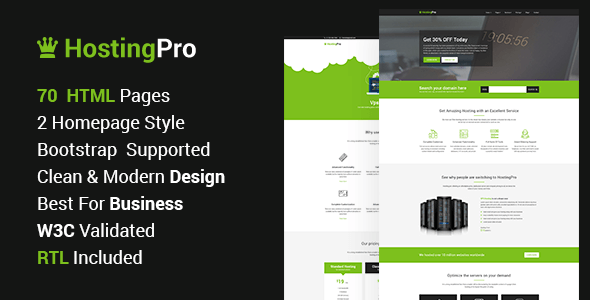 Servehost - Web Hosting Service HTML Template for WHMCS Business product preview