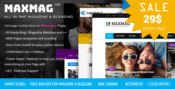 Preview image for Maxmag - Magazine and Blogging WordPress Theme