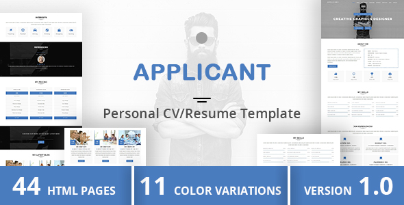 Product preview supplied for APPLICANT - Personal CV/Resume Template